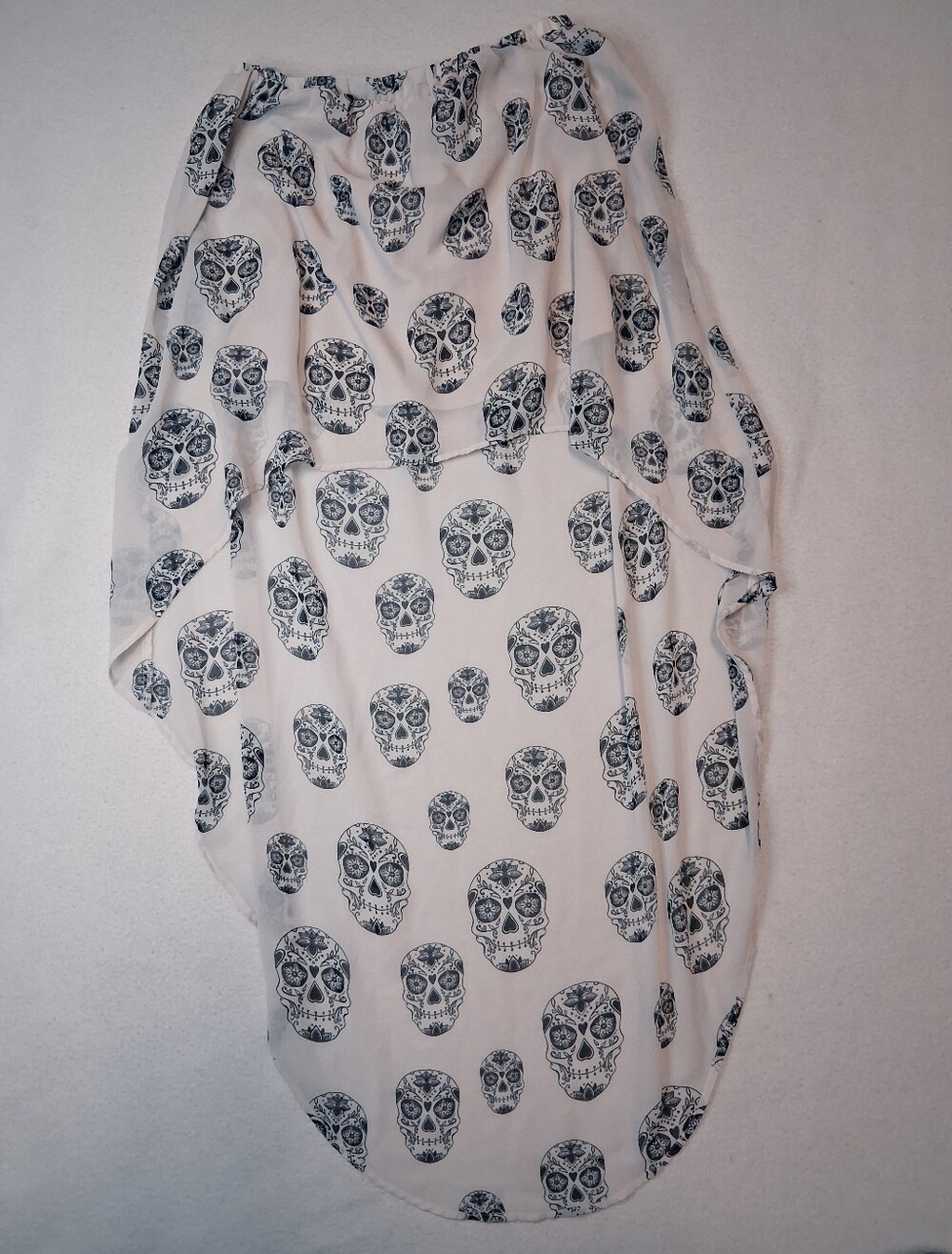 Divided White Sheer Skull-Print Kimono